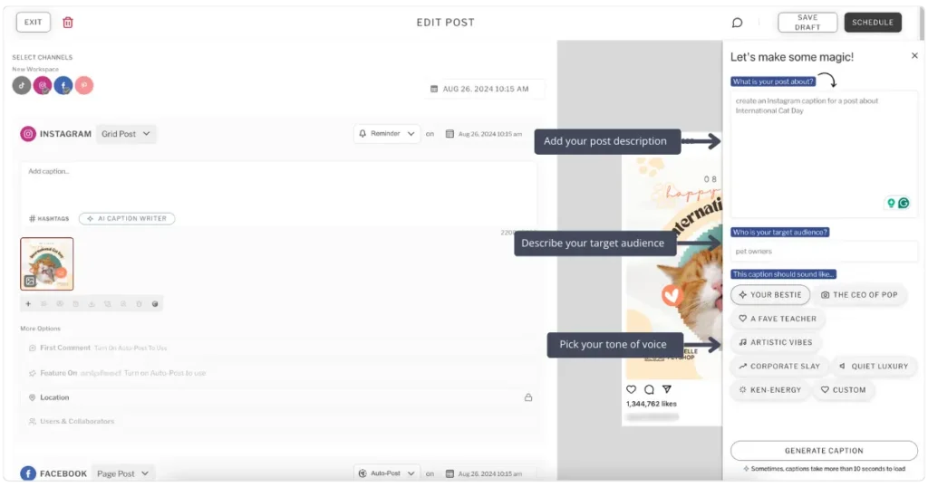 Planoly AI caption writer